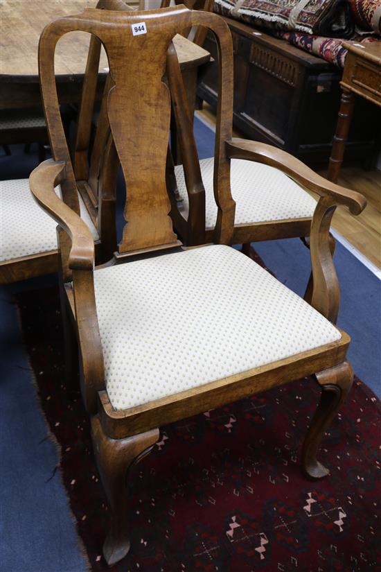 A set of 6 George I style walnut dining chairs and a carver